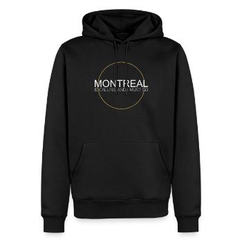 Montreal Spruch - Männer Premium Bio Hoodie - Schwarz - Vorne - Nico (187cm)