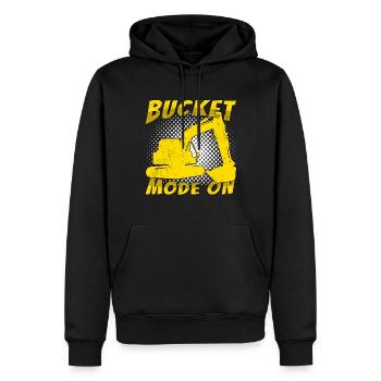 Mode godet du pilote de la pelle hydraulique activé - Sweat à capuche Premium bio Homme - noir - Devant - Nico (187cm)