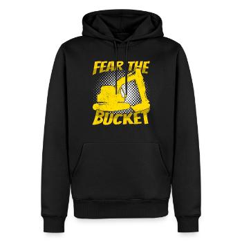 Baggerfahrer Fear The Bucket - Männer Premium Bio Hoodie - Schwarz - Vorne - Nico (187cm)