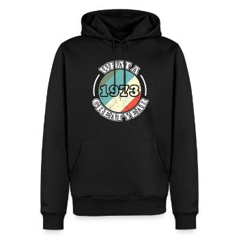 50. Geburtstag Jahrgang 1973 Great Year 1973 - Männer Premium Bio Hoodie - Schwarz - Vorne - Nico (187cm)