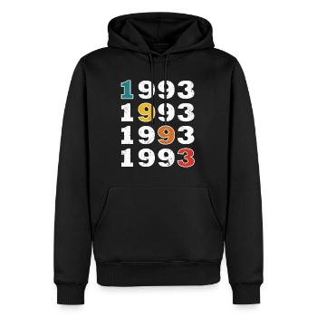 30. Geburtstag Jahrgang 1993 Retro Vintage Style - Männer Premium Bio Hoodie - Schwarz - Vorne - Nico (187cm)