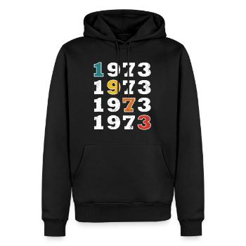 50. Geburtstag Jahrgang 1973 Retro Vintage Style - Männer Premium Bio Hoodie - Schwarz - Vorne - Nico (187cm)