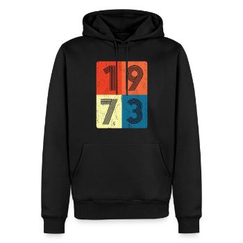 50e anniversaire né en 1973 Retro Style Collage - Sweat à capuche Premium bio Homme - noir - Devant - Nico (187cm)