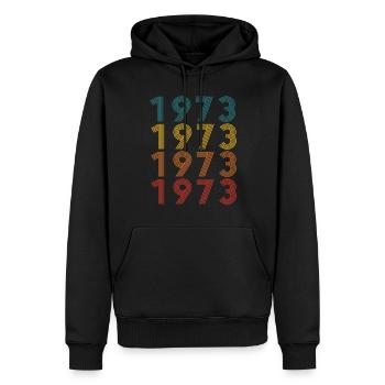 50. Geburtstag Jahrgang 1973 Retro Vintage Style - Männer Premium Bio Hoodie - Schwarz - Vorne - Nico (187cm)