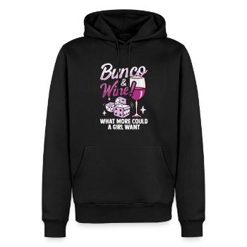 Bunco and Wine Girl Design for Bunco Babe and We - Men’s Premium Organic Hoodie - black - Front - Nico (187cm)