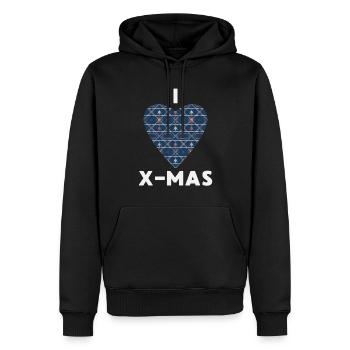 I Love X-Mas Weihnachten Gestricktes Herz - Männer Premium Bio Hoodie - Schwarz - Vorne - Nico (187cm)