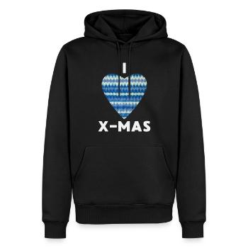 I Love X-Mas Weihnachten Gestricktes Herz - Männer Premium Bio Hoodie - Schwarz - Vorne - Nico (187cm)