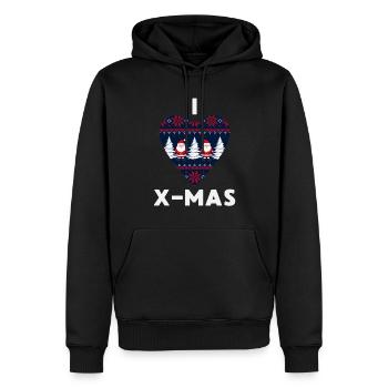 I Love X-Mas Weihnachten Gestricktes Herz - Männer Premium Bio Hoodie - Schwarz - Vorne - Nico (187cm)