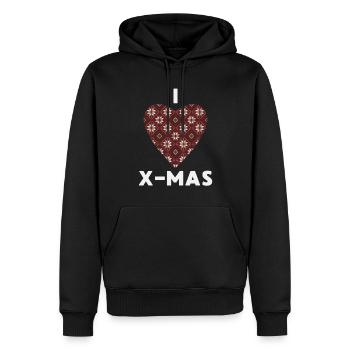 I Love X-Mas Weihnachten Gestricktes Herz - Männer Premium Bio Hoodie - Schwarz - Vorne - Nico (187cm)