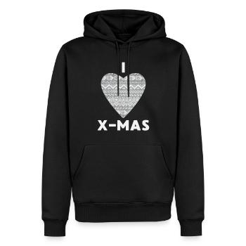I Love X-Mas Weihnachten Gestricktes Herz - Männer Premium Bio Hoodie - Schwarz - Vorne - Nico (187cm)