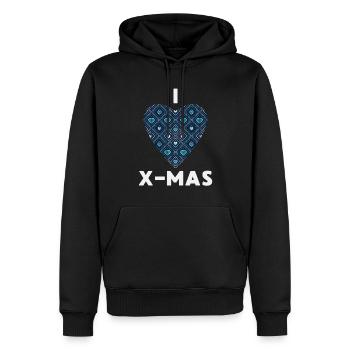 I Love X-Mas Weihnachten Gestricktes Herz - Männer Premium Bio Hoodie - Schwarz - Vorne - Nico (187cm)