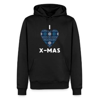 I Love X-Mas Weihnachten Gestricktes Herz - Männer Premium Bio Hoodie - Schwarz - Vorne - Nico (187cm)