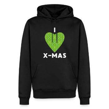 I Love X-Mas Weihnachten Gestricktes Herz - Männer Premium Bio Hoodie - Schwarz - Vorne - Nico (187cm)