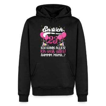 Endlich 23 Ich kann alles Ich weiß alles - Männer Premium Bio Hoodie - Schwarz - Vorne - Nico (187cm)
