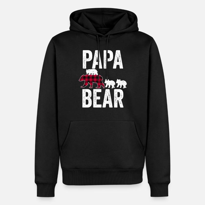 Papa Ours - Sweat à capuche Premium bio Homme - noir
