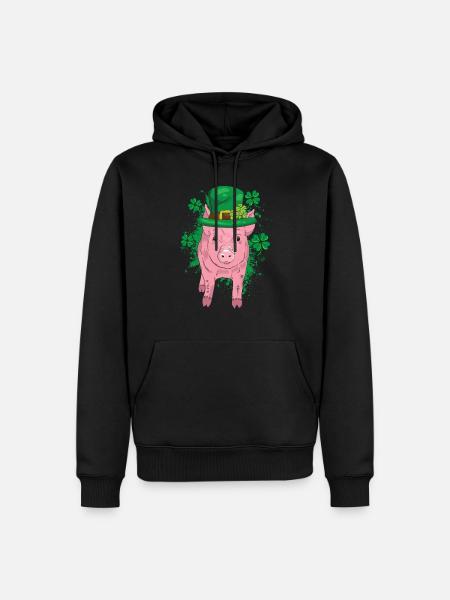 Clover Lucky Pig - Men’s Premium Organic Hoodie - black