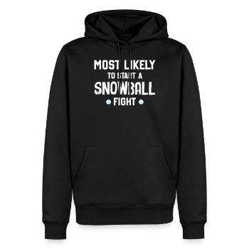 Snowball Fight - Le plus susceptible de déclencher une boule de neige F - Sweat à capuche Premium bio Homme - noir - Devant - Nico (187cm)