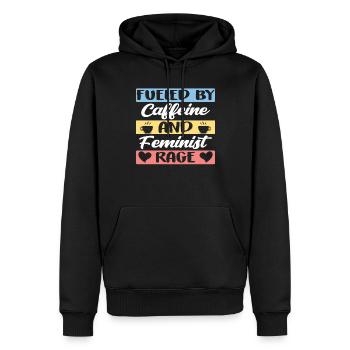 Alimenté par la caféine et la rage féministe - Sweat à capuche Premium bio Homme - noir - Devant - Nico (187cm)