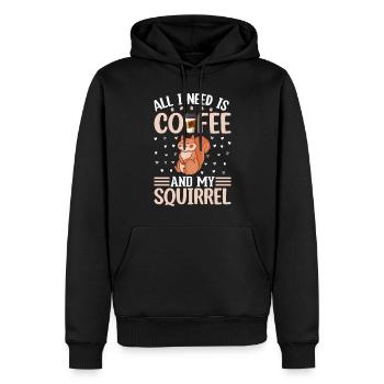 Cute Squirrel Lover - All I Need Is Coffee And My - Männer Premium Bio Hoodie - Schwarz - Vorne - Nico (187cm)