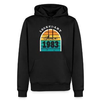 40e anniversaire né en 1983 Légendaire depuis 1983 - Sweat à capuche Premium bio Homme - noir - Devant - Nico (187cm)