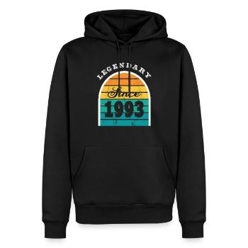 30e anniversaire né en 1993 Légendaire depuis 1993 - Sweat à capuche Premium bio Homme - noir - Devant - Nico (187cm)