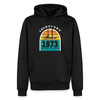 50. Geburtstag Jahrgang 1973 Legendary Since 1973 - Männer Premium Bio Hoodie - Schwarz - Vorne - Nico (187cm)