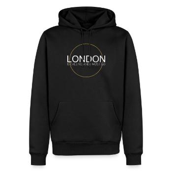 Citation de Londres - Sweat à capuche Premium bio Homme - noir - Devant - Nico (187cm)