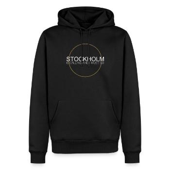 Dicton de Stockholm - Sweat à capuche Premium bio Homme - noir - Devant - Nico (187cm)