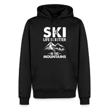 La vie de ski est meilleure dans les montagnes Blanc - Sweat à capuche Premium bio Homme - noir - Devant - Nico (187cm)