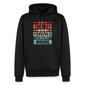 Ma femme est le meilleur mariage de mariage drôle - Sweat à capuche Premium bio Homme - noir - Devant - Nico (187cm)