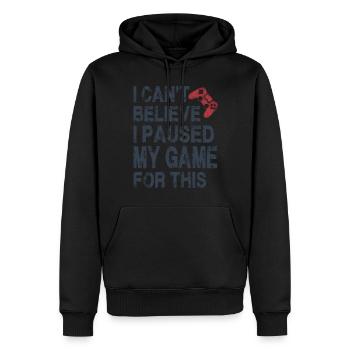 Je n’arrive pas à croire que j’ai mis mon jeu en pause pour ça-drôle - Sweat à capuche Premium bio Homme - noir - Devant - Nico (187cm)