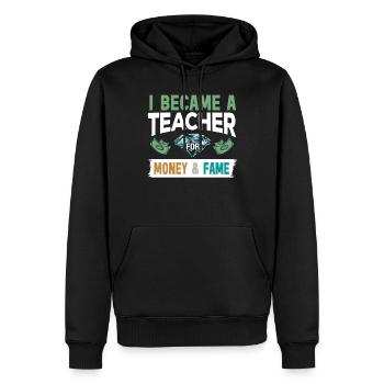 Enseignante au primaire Éducatrice de maternelle - Sweat à capuche Premium bio Homme - noir - Devant - Nico (187cm)