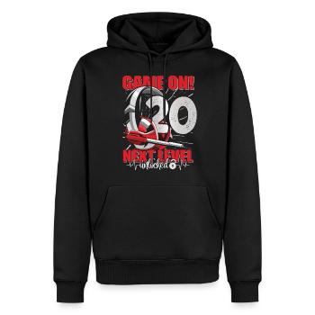 Next Level a débloqué le 20e anniversaire du jeu pour hommes - Sweat à capuche Premium bio Homme - noir - Devant - Nico (187cm)