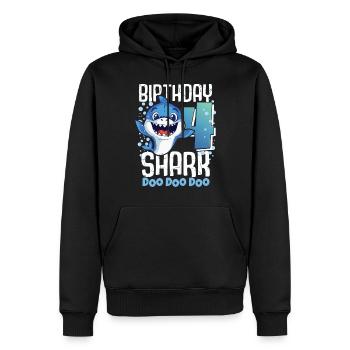 Birthday Shark 4. Geburtstag Haifisch 4 Jahre Hai - Männer Premium Bio Hoodie - Schwarz - Vorne - Nico (187cm)