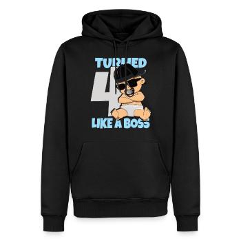 Baby Geburtstag Junge Mädchen 4 Jahre Like a Boss - Männer Premium Bio Hoodie - Schwarz - Vorne - Nico (187cm)