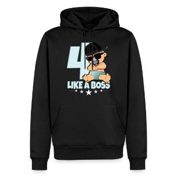 Baby Geburtstag Junge Mädchen 4 Jahre Like a Boss - Männer Premium Bio Hoodie - Schwarz - Vorne - Nico (187cm)