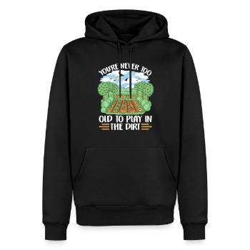 Tu n’es jamais trop vieux pour jouer dans la terre grand-père - Sweat à capuche Premium bio Homme - noir - Devant - Nico (187cm)