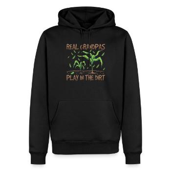 De vrais grands-pères jouant au jardinage dans la terre - Sweat à capuche Premium bio Homme - noir - Devant - Nico (187cm)