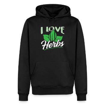 J’aime les herbes herbes herbes de jardin - Sweat à capuche Premium bio Homme - noir - Devant - Nico (187cm)