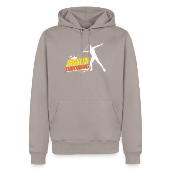 Speerwerfen Speerwerfer Speerwurf Speer - Männer Premium Bio Hoodie - Taupe - Vorne - Nico (187cm)