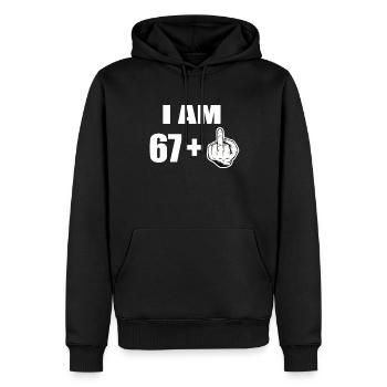 68e anniversaire - Sweat à capuche Premium bio Homme - noir - Devant - Nico (187cm)