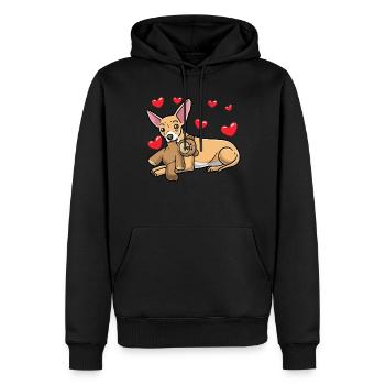 Chiweenie Chien avec jouet en peluche - Sweat à capuche Premium bio Homme - noir - Devant - Nico (187cm)