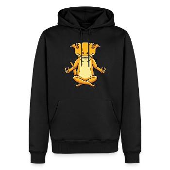 Lustiger Kronengecko Yoga Meditierende Eidechse - Männer Premium Bio Hoodie - Schwarz - Vorne - Nico (187cm)