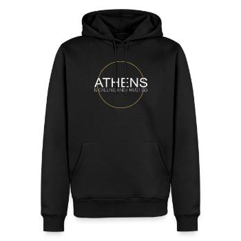 Athen Spruch - Männer Premium Bio Hoodie - Schwarz - Vorne - Nico (187cm)