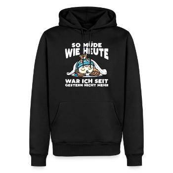 Schlafenden Eule Mit Kuscheltier So Müde Wie Heute - Männer Premium Bio Hoodie - Schwarz - Vorne - Nico (187cm)