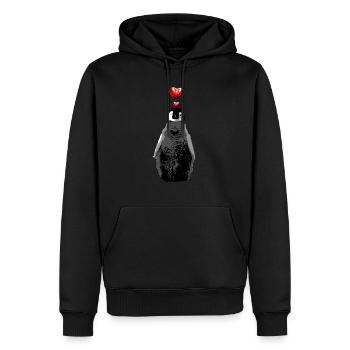Pinguin mit Herz Ozean Meer Naturschutz Herz - Männer Premium Bio Hoodie - Schwarz - Vorne - Nico (187cm)