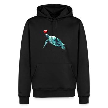 Schildkröte mit Herz Ozean Meer Naturschutz Herz - Männer Premium Bio Hoodie - Schwarz - Vorne - Nico (187cm)