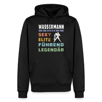 WASSERMANN - Männer Premium Bio Hoodie - Schwarz - Vorne - Nico (187cm)