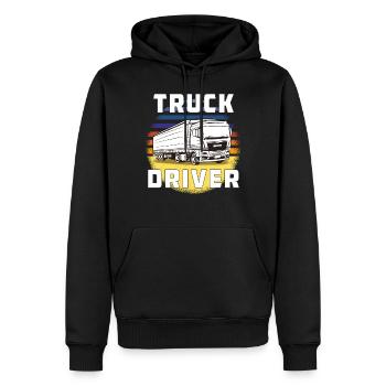 TRUCK DRIVER - Männer Premium Bio Hoodie - Schwarz - Vorne - Nico (187cm)