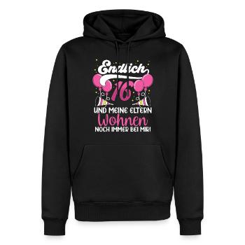 Endlich 16 Meine Eltern Wohnen Immer Noch Bei Mir - Männer Premium Bio Hoodie - Schwarz - Vorne - Nico (187cm)